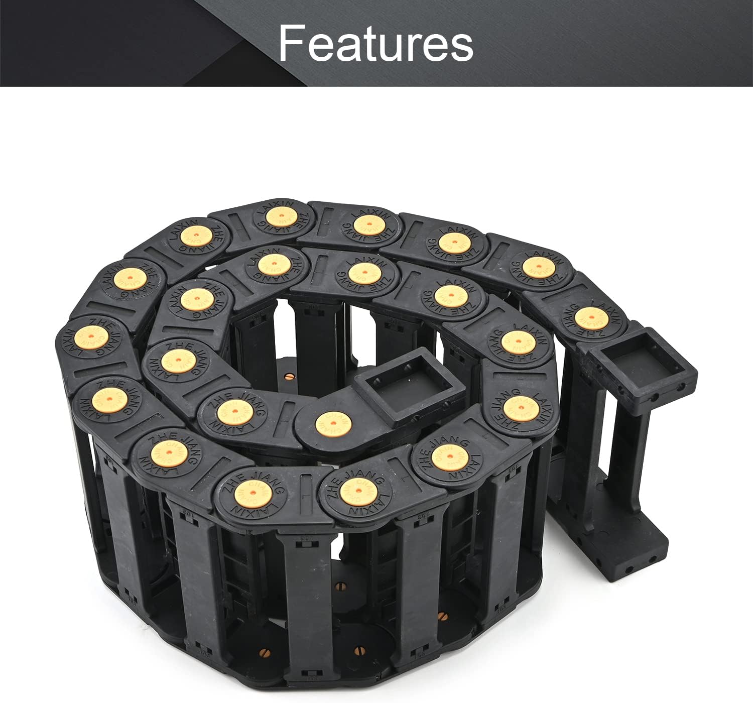 Fielect Drag Chain Cable Carrier Open Type with End Connectors R100 35X100mm 1 Meter Plastic for Electrical CNC Router Machines Black 1Pcs