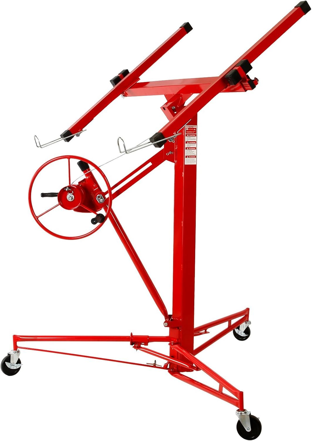 Artist Hand 11' Drywall Lift Rolling Panel Hoist Jack Lifter Construction Caster Wheels Lockable Tool Red