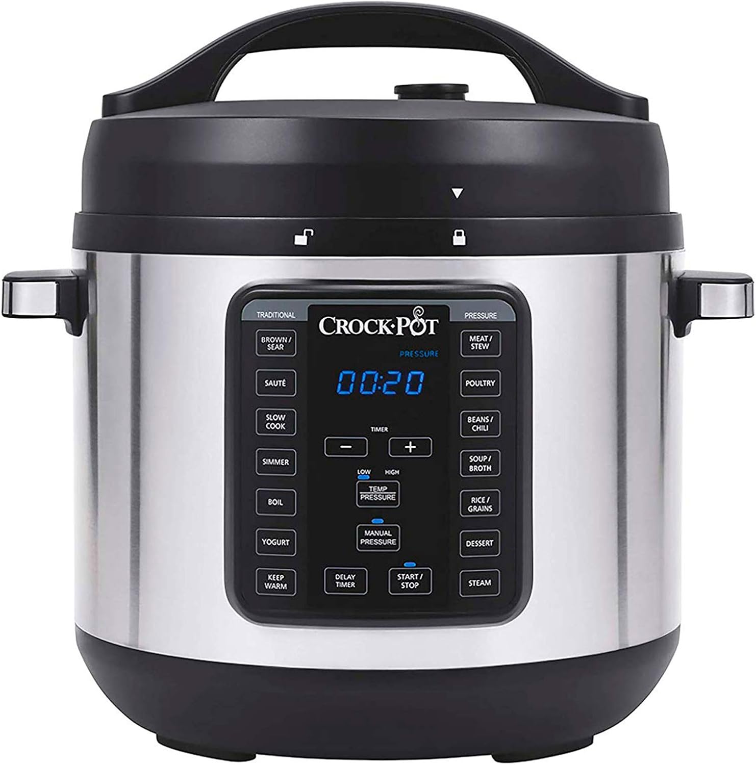 Crock-pot 8-Quart Multi-Use XL Express Crock Programmable Slow Cooker with Manual Pressure, Boil & Simmer with Extra Sealing Gasket, Stainless Steel
