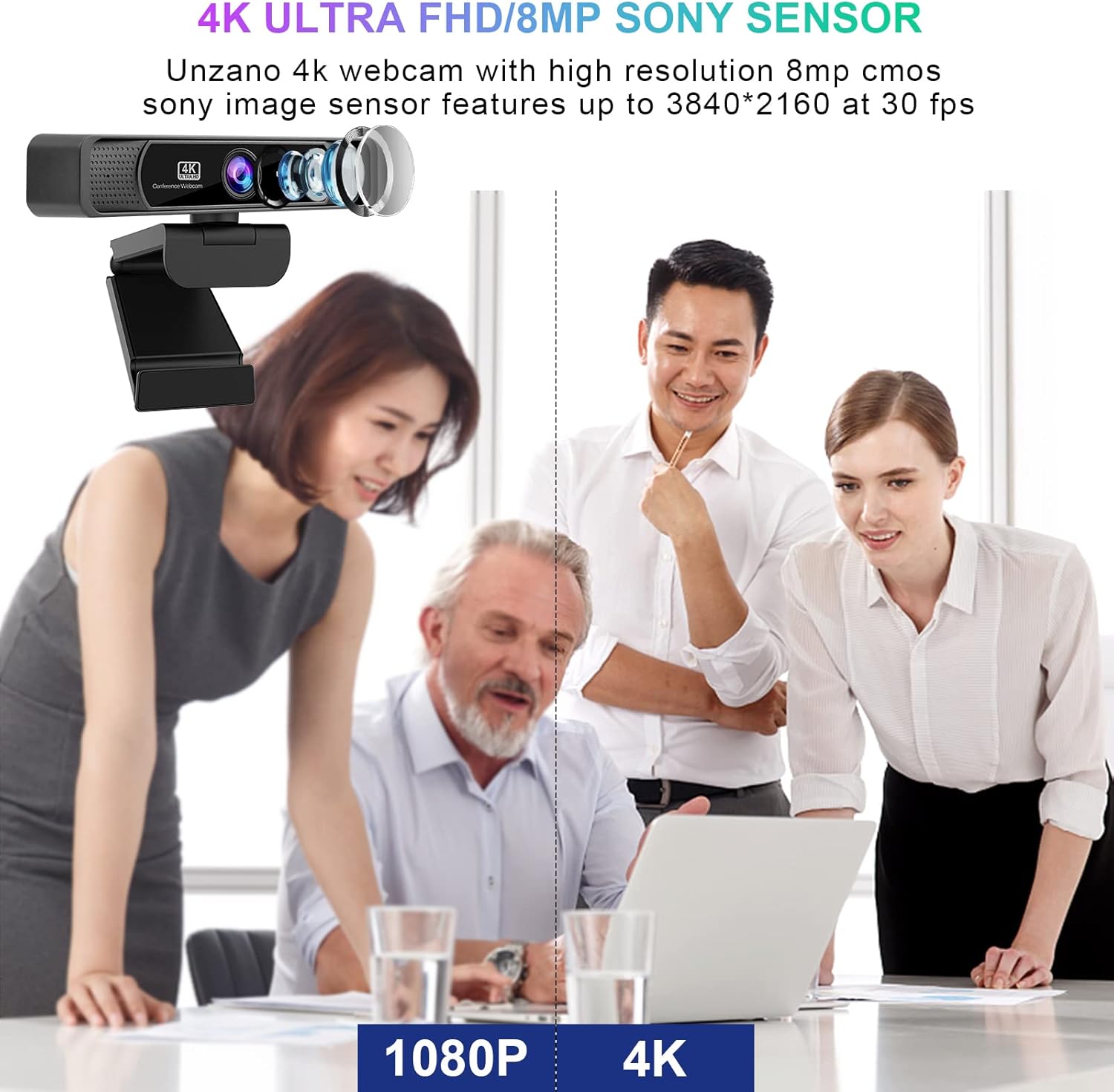 1080P 60FPS Webcam with Microphone,Full HD Computer Web Camera,Auto-Focus 80° Wide Angle Built-in Dual Noise Reduction Mics,Webcam for Online Class, Zoom Skype Facetime Teams, PC Mac Laptop Desktop