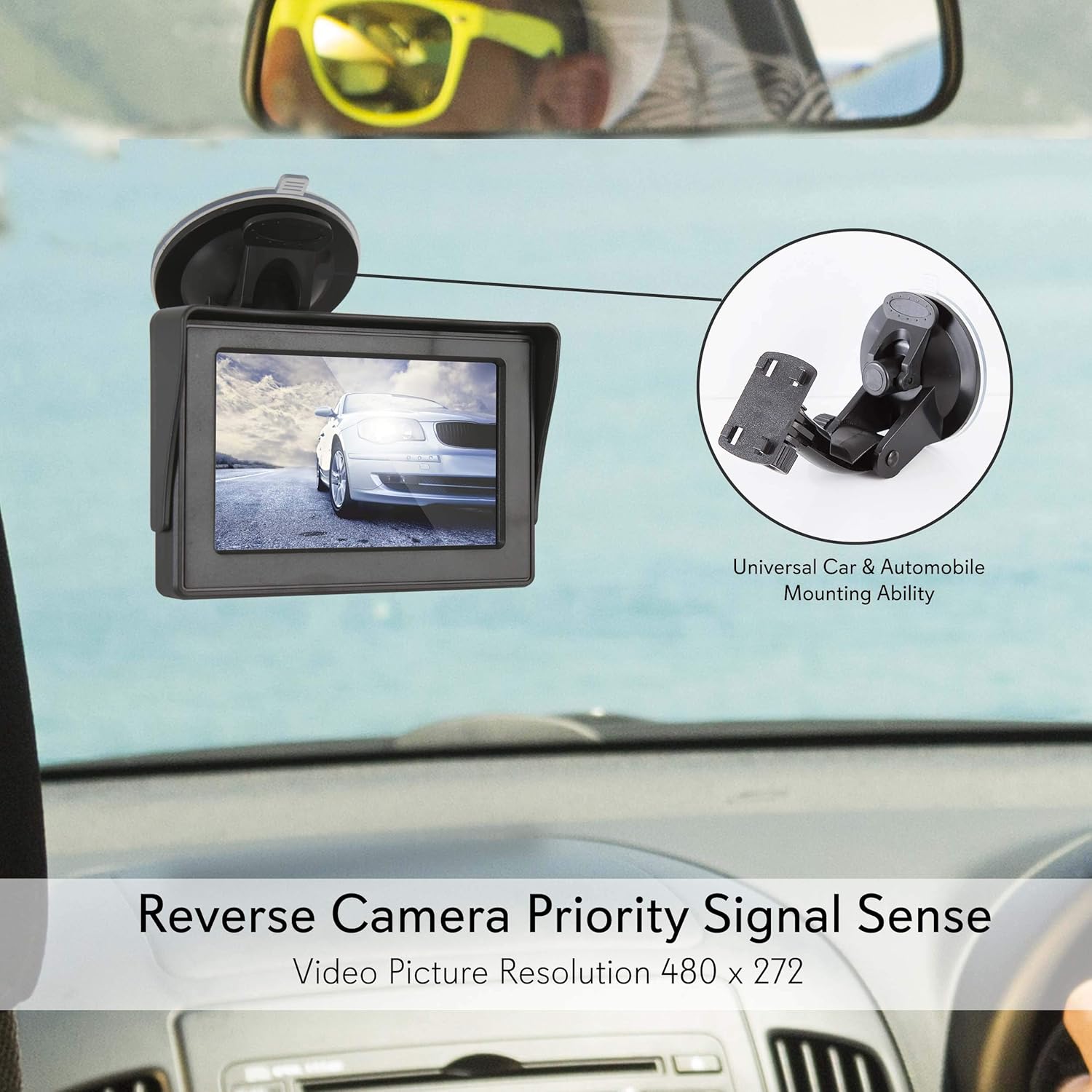 Wireless Backup Rear View Camera - Waterproof Car Parking Rearview Reverse Safety/Vehicle Monitor System w/ 4.3” Video Color LCD Display Screen, Distance Scale Lines, Night Vision - Pyle PLCM4580WIR Pack of 2
