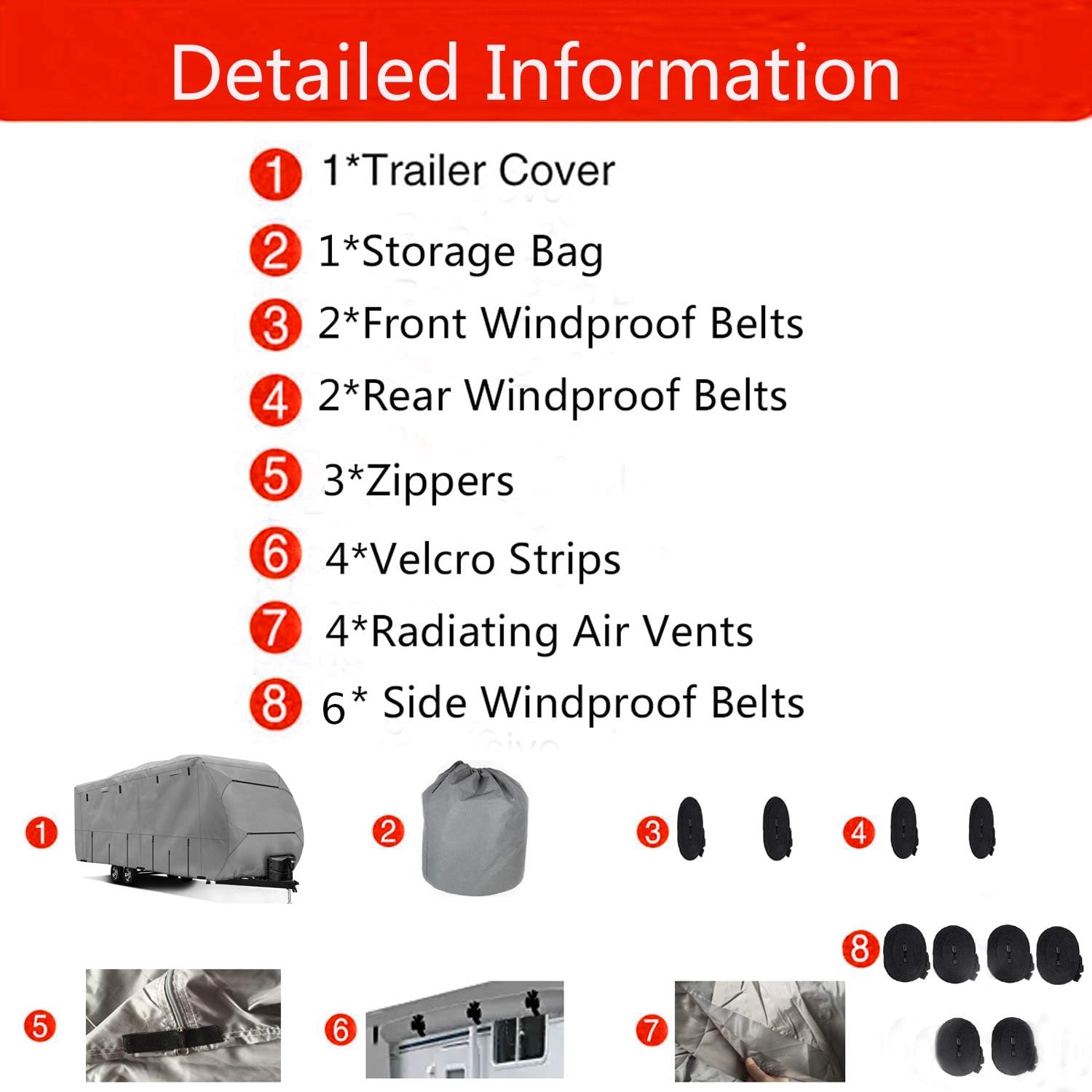 Travel Trailer RV Cover,Waterproof & Windproof Camper Cover Fits 16~18FT RV Trailer,Upgraded 420D Heavy Duty Polyester Oxford Durable, UV, Water Resistant RV Covers