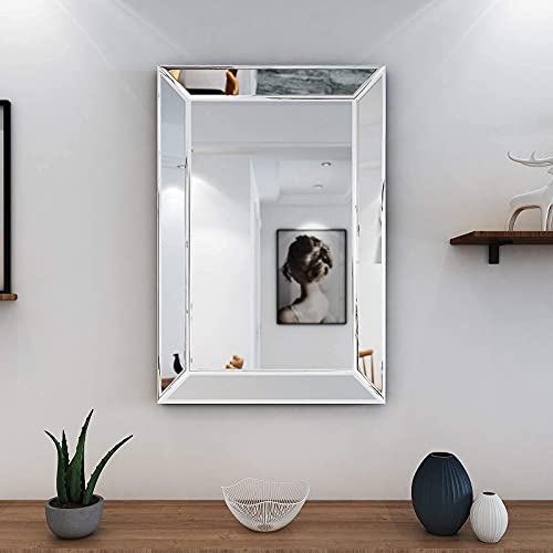 COGOOD Large Rectangular Wall Mirror 28"x39" - Angled Beveled Mirror Frame for Vanity, Hallway, Bathroom, Living Room Hangs Horizontal or Vertical