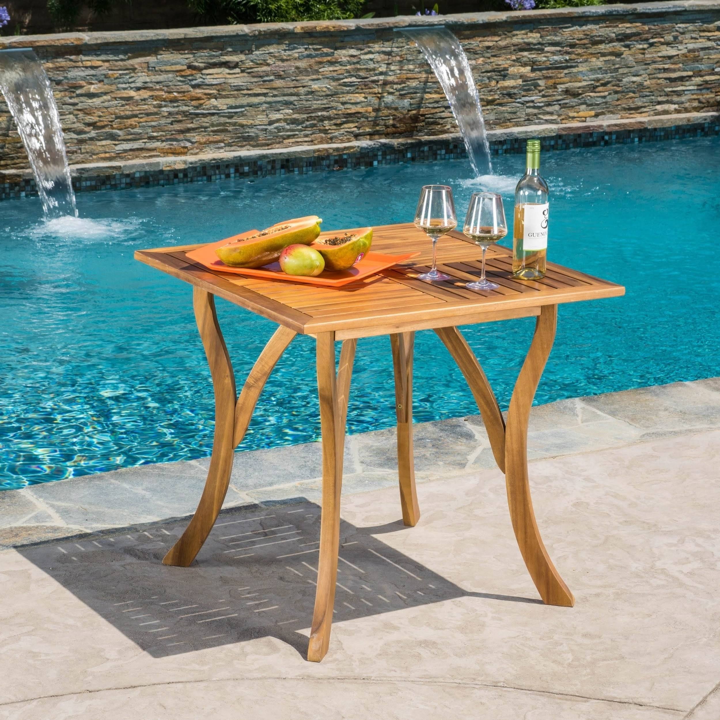 Christopher Knight Home Hermosa Outdoor Acacia Wood Square Dining Table Gray