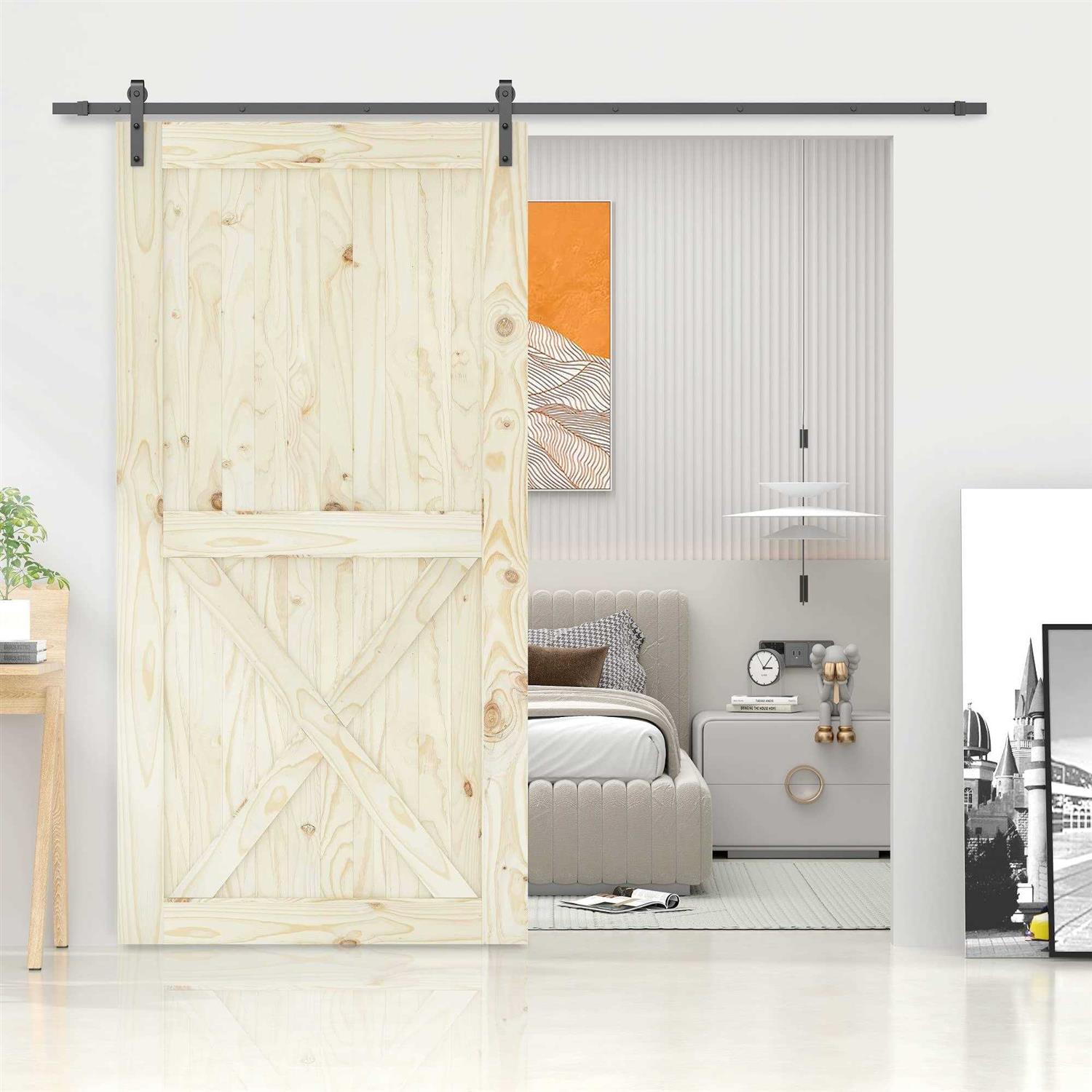 Wood and Wood Barn Door Belleze - Shop Hardware Tools Online Store