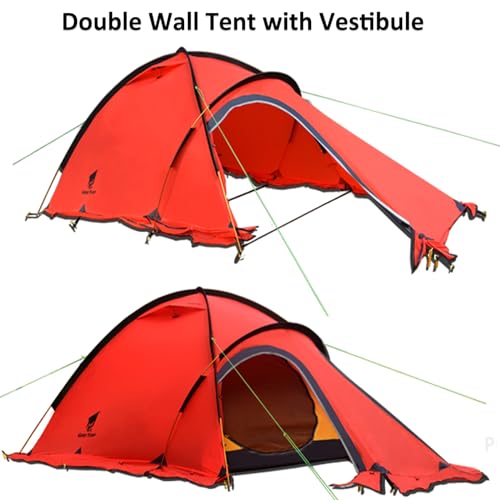 Geertop Portable 2 Person 4 Season Tent Waterproof Backpacking Tent Double Layer All Weather for Camping Hiking Travel Climbing Mountaineering - Easy Set Up