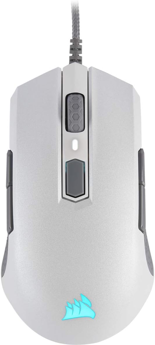 Corsair M55 PRO RGB, Ambidextrous Multi-Grip Optical Gaming Mouse (12400 DPI Optical Sensor, Lightweight, 8 Programmable Buttons, RGB Multi-Colour Backlighting), White