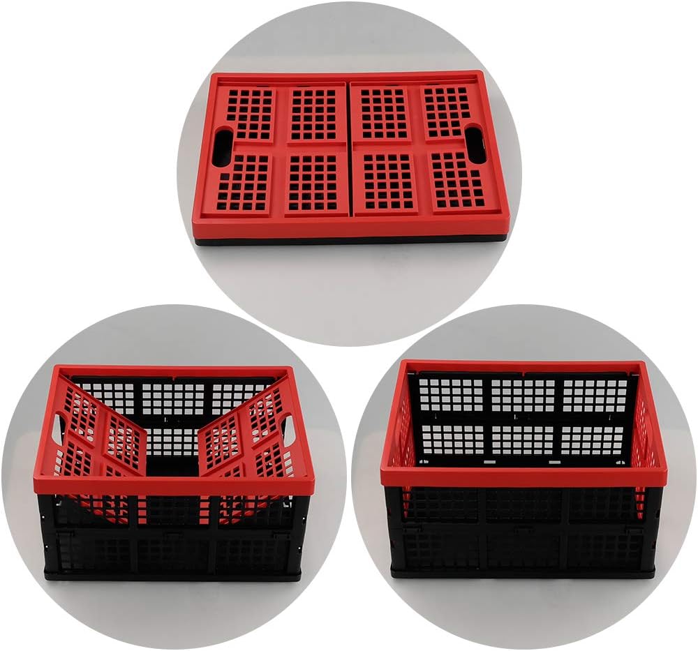 Qqbine 34 L Plastic Stackable Collapsible Crate, Folding Milk Crate, 4 Packs Pack of 2