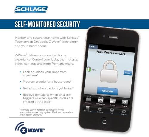 Schlage Camelot Aged Bronze Touchscreen Deadbolt with Alarm and Handleset with Accent Interior Lever