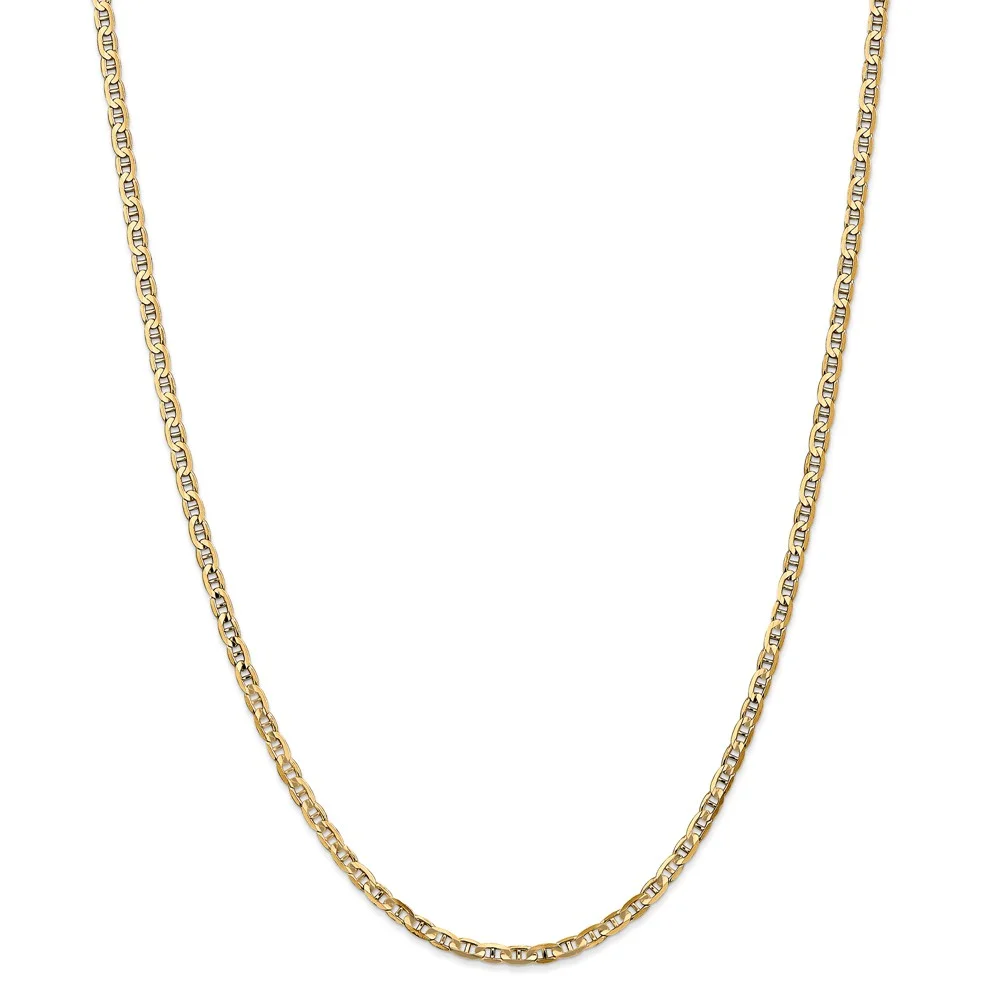 Leslie's Real 14kt Yellow Gold 3mm Concave Anchor Chain; 22 inch; Lobster Clasp; for Adults and Teens; for Women and Men