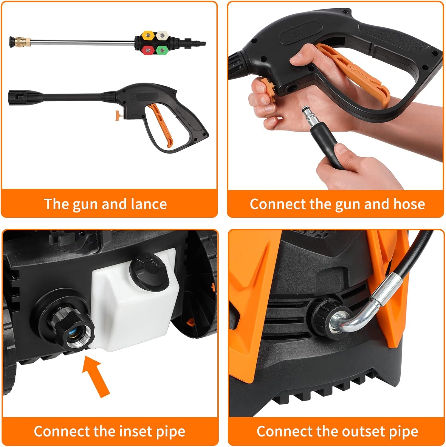 Electric Pressure Washer, Max. 3600PSI 2.4GPM 2000W Power Washer Pressure Washer with Hose Reel Spray Gun 5 Nozzle Adapter, and Foam Cannon, for Cleaning Cars/Fences/Patio