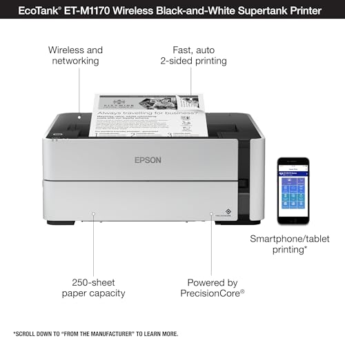 Epson EcoTank ET-4800 Wireless All-in-One Cartridge-Free Supertank Printer with Scanner, Copier, Fax, ADF and Ethernet – Ideal-for Your Home Office, White