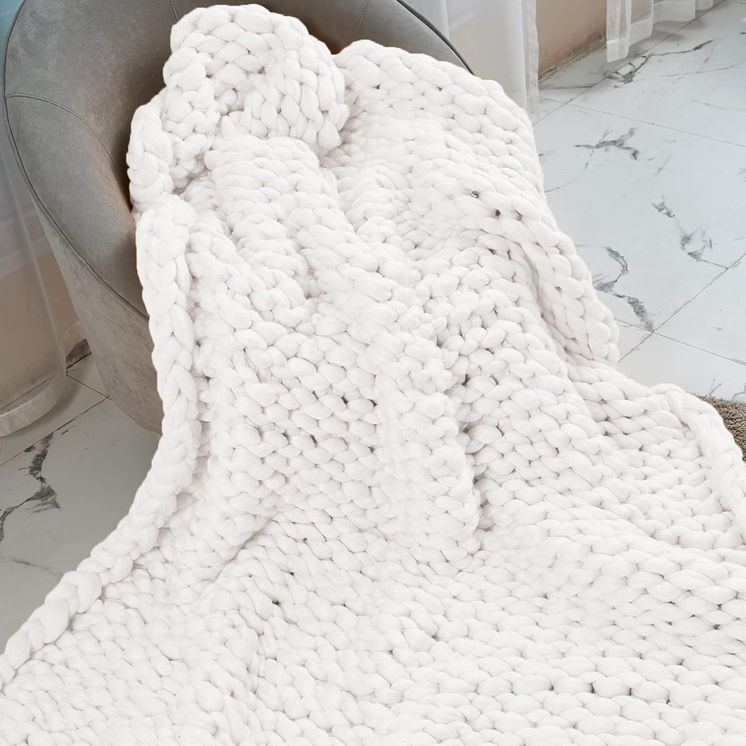 ZUIBESCHOS Chunky Knit Blanket Soft Warm Chunky Knit Blanket Throw Cozy Cable Knit Throw for Sofa, Bed, Baby Blanket, Festival Gift, Home Decor, Rose Red 40x60