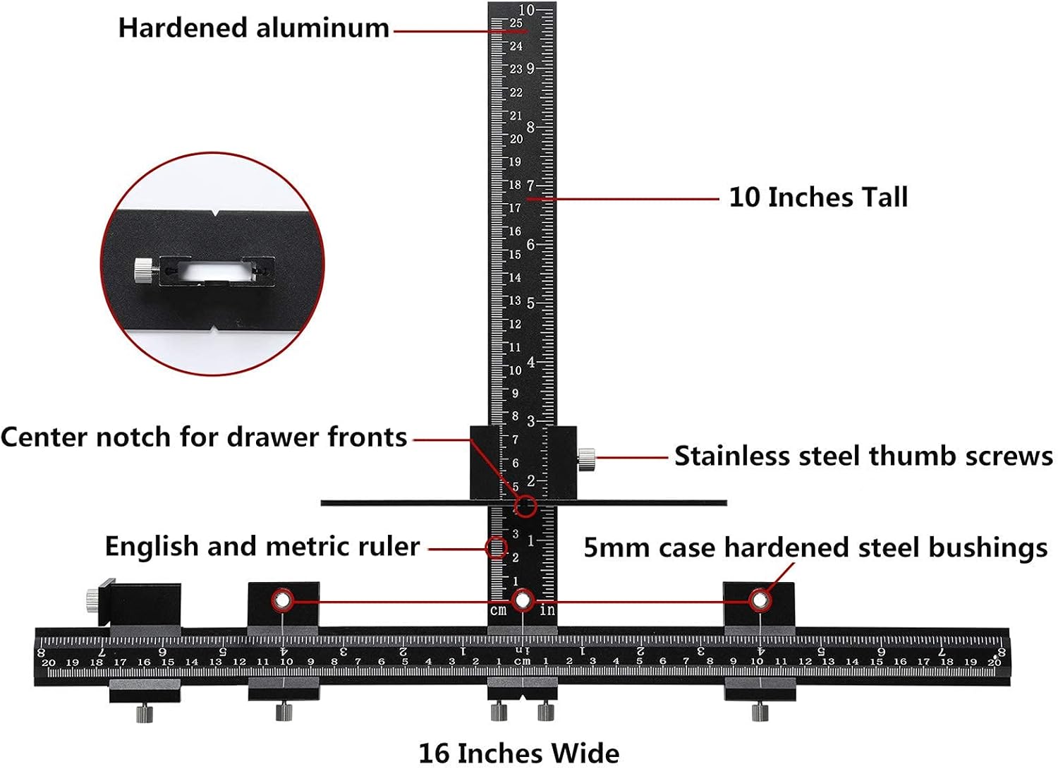 Cabinet Hardware Jig All Aluminum Alloy,Adjustable Drill Guide Template Tool for Installation of Door Drawer Front Knobs Handles and Pulls