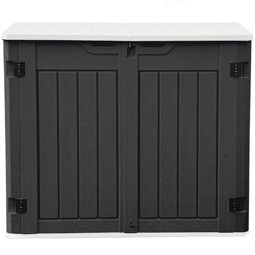 DWVO Outdoor Weather-Resistant Horizontal Storage Shed, 35 Cu Ft Capacity, Lockable and Waterproof, Suitable for Storing Garden Tools, Light Gray