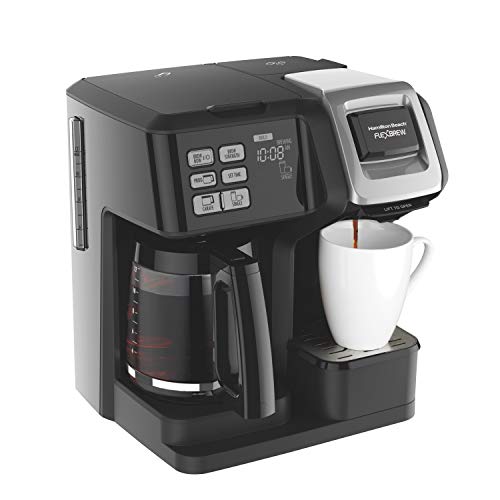 Hamilton Beach (49976 Coffee Maker, Single Serve & Full Coffee Pot,Compatible withK-Cup Packs or Ground Coffee, Programmable, FlexBrew, Black (Renewed)