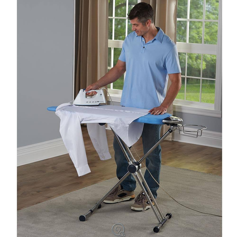 Sharkk Flippr Ironing Board with 360 Degree Rotating Function and Detachable Iron Rest, Premium Aluminum Iron Board with 8 Adjus