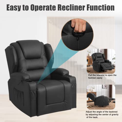 Swivel Rocker Recliner, Nursery Rocking Chairs 360 Degree,Manual Glider Recliner Chairs for Living Room,Upholstered Swivel Single Sofa Seat with Cup Holders, Side Pockets, Pillow