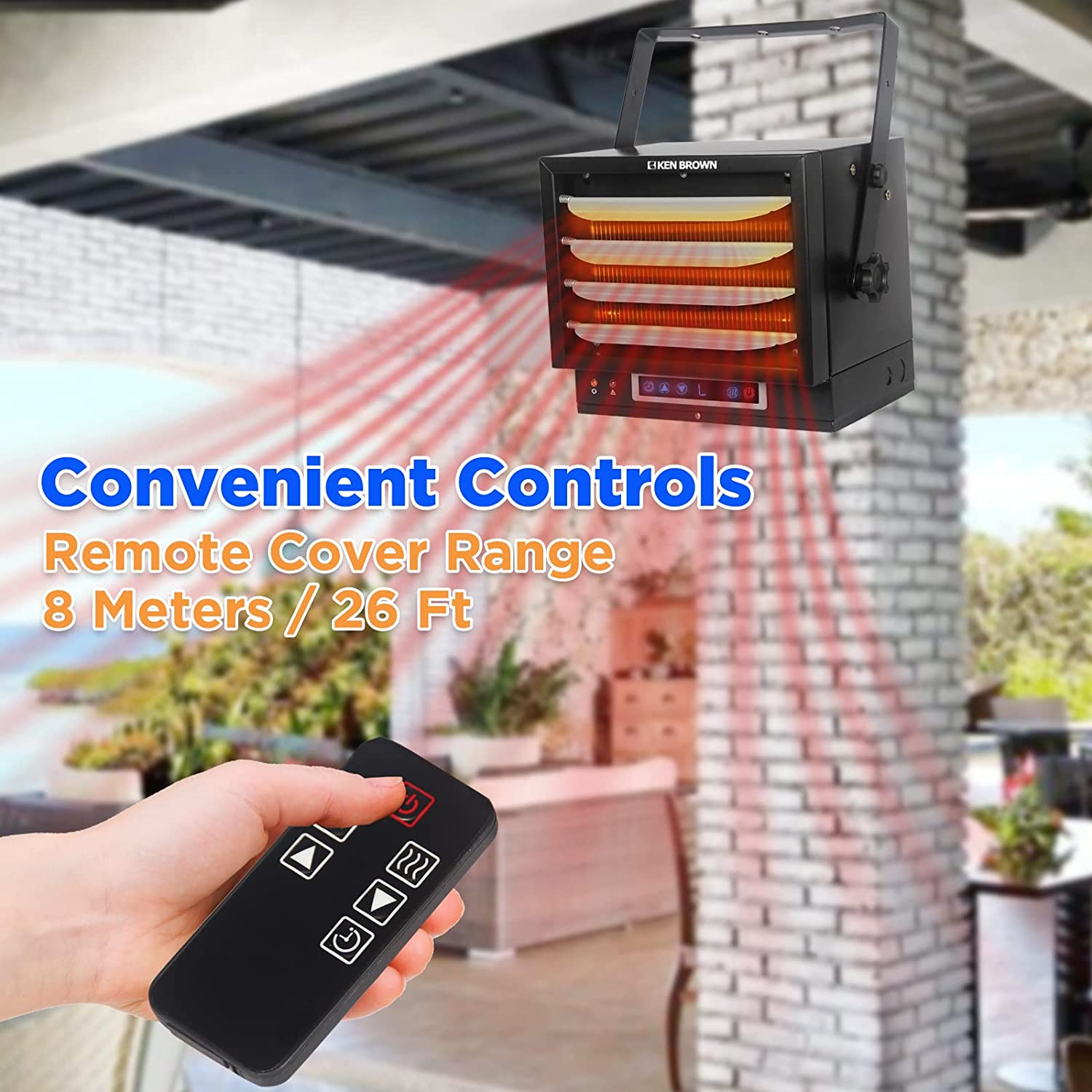 KEERDAO 7500W Digital Fan Forced Ceiling Mount Heater, Electric Garage Heater with Full-Function Remote, Digital Thermostat and 8-Hour Timer for Garage, Shop, Workshop, Warehouse or Storage Area