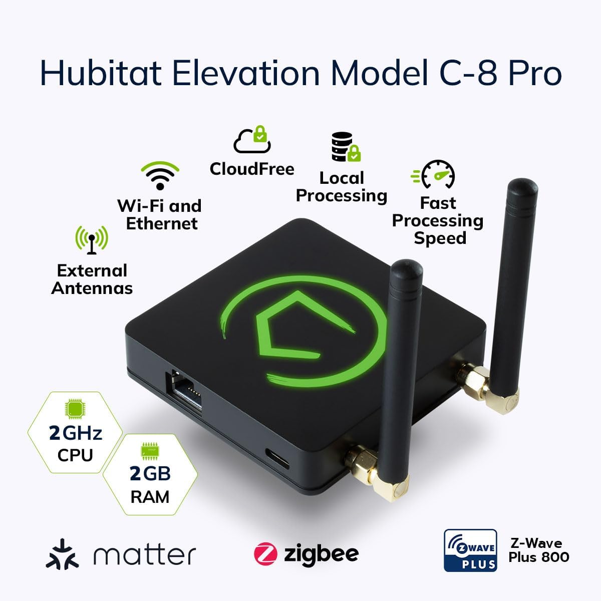 Hubitat Elevation Home Automation Hub (Model C-8 Pro) Smart Home Hub Works with Alexa, Apple HomeKit, Google Home, Zigbee, Z-Wave, Matter