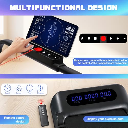 MAGIC UNION Walking Pad Treadmill Under Desk, 3 in 1 Portable Mini Treadmill for Home and Office, 265 lb Capacity 2.5HP Walking Jogging Machine with Remote Control, LED Display
