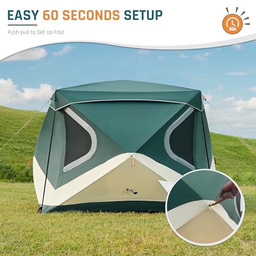 4/6/8 Person Instant Cabin Tent, Easy 60 Second Setup Family Tents for Camping, Pop up Camping Tent, Large Waterproof Tents for Outdoor Camping, Spacious Interior, Upgraded Ventilation