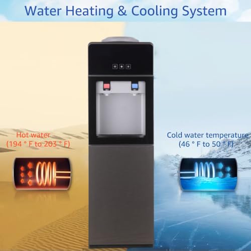 Top Loading Water Cooler Dispenser, Water Cooler Dispenser with Removable Drip &Storage Cabinet, Water Cooler for Home Office Dormitory