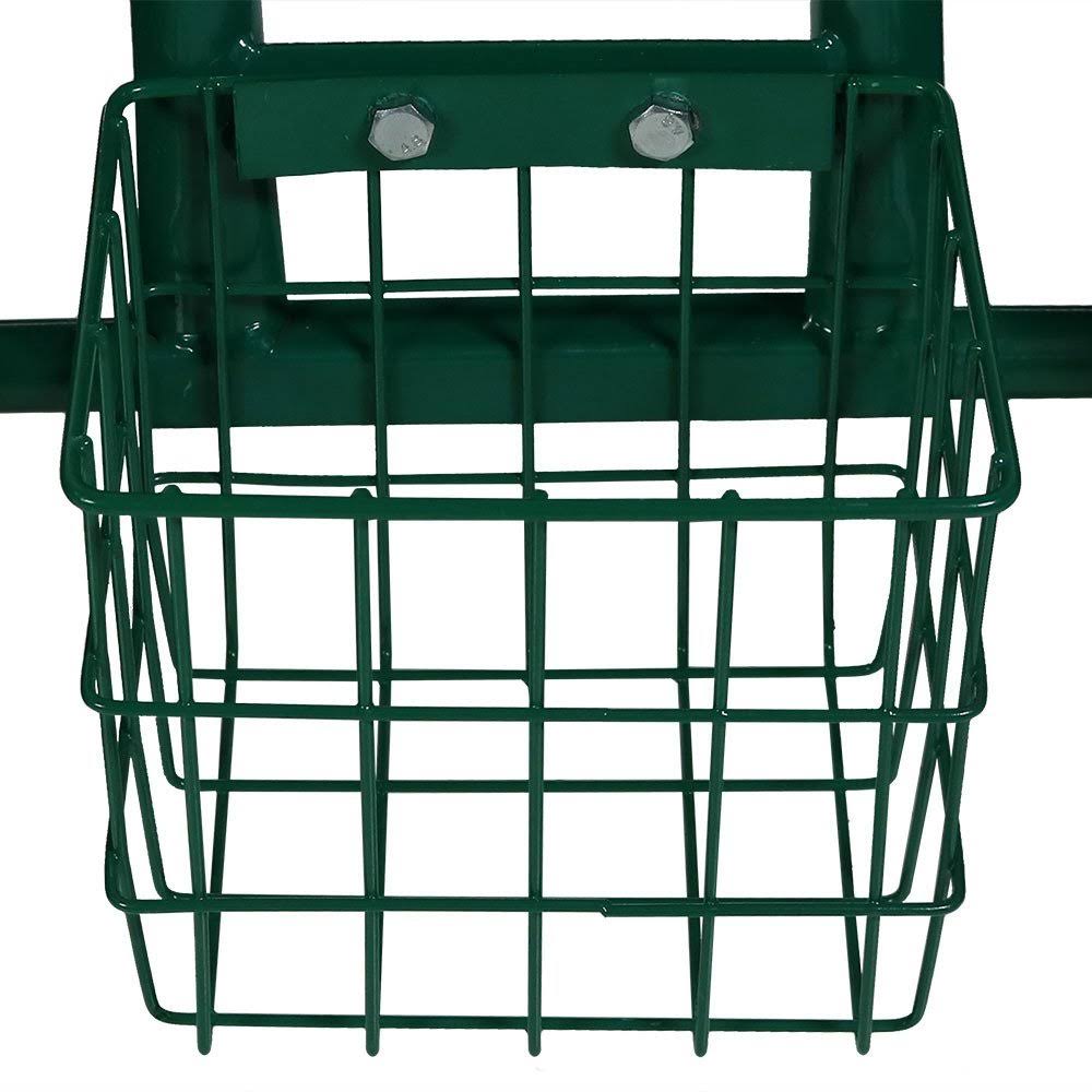 Sunnydaze Green Rolling Garden Cart with Extendable Steering Handle, Swivel Seat u0026 Basket