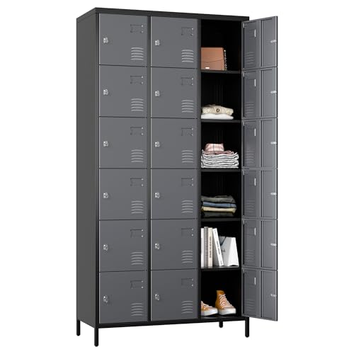 METAN Metal Storage Locker for School Office Gym Bedroom, 12 Doors Locker Cabinet for Employees, Industrial Steel Storage Locker with 12 Hooks, Assembly Required (12 Door-Light Gray)
