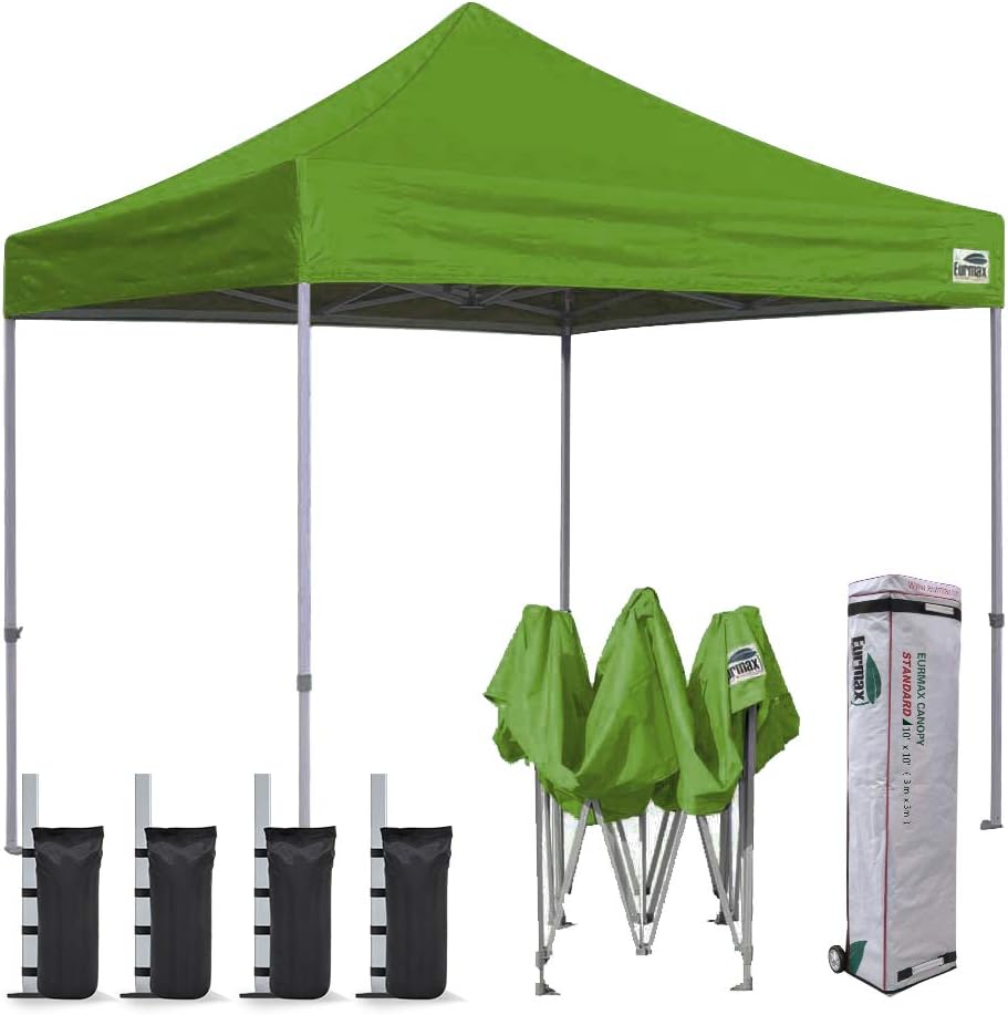 Eurmax USA 8'x12' Ez Pop Up Canopy Tent Commercial Instant Canopies with Heavy Duty Roller Bag,Bonus 4 Sand Weights Bags (Red)