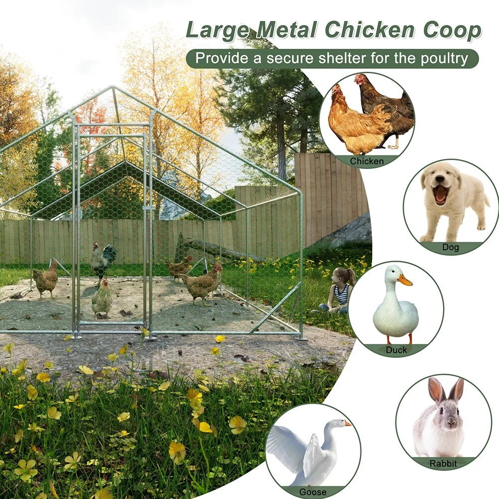Outdoor Large Metal Chicken Run Coop with 1 piece of Waterproof Cove L - Curated Treasures Market