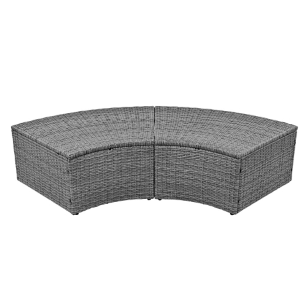 TOPMAX Patio 5-Piece Round Rattan Sectional Sofa Set All-Weather PE Wicker Sunbed Daybed with Round Liftable Table and Washable Cushions for Outdoor Backyard Poolside Beige + Rattan + Foam