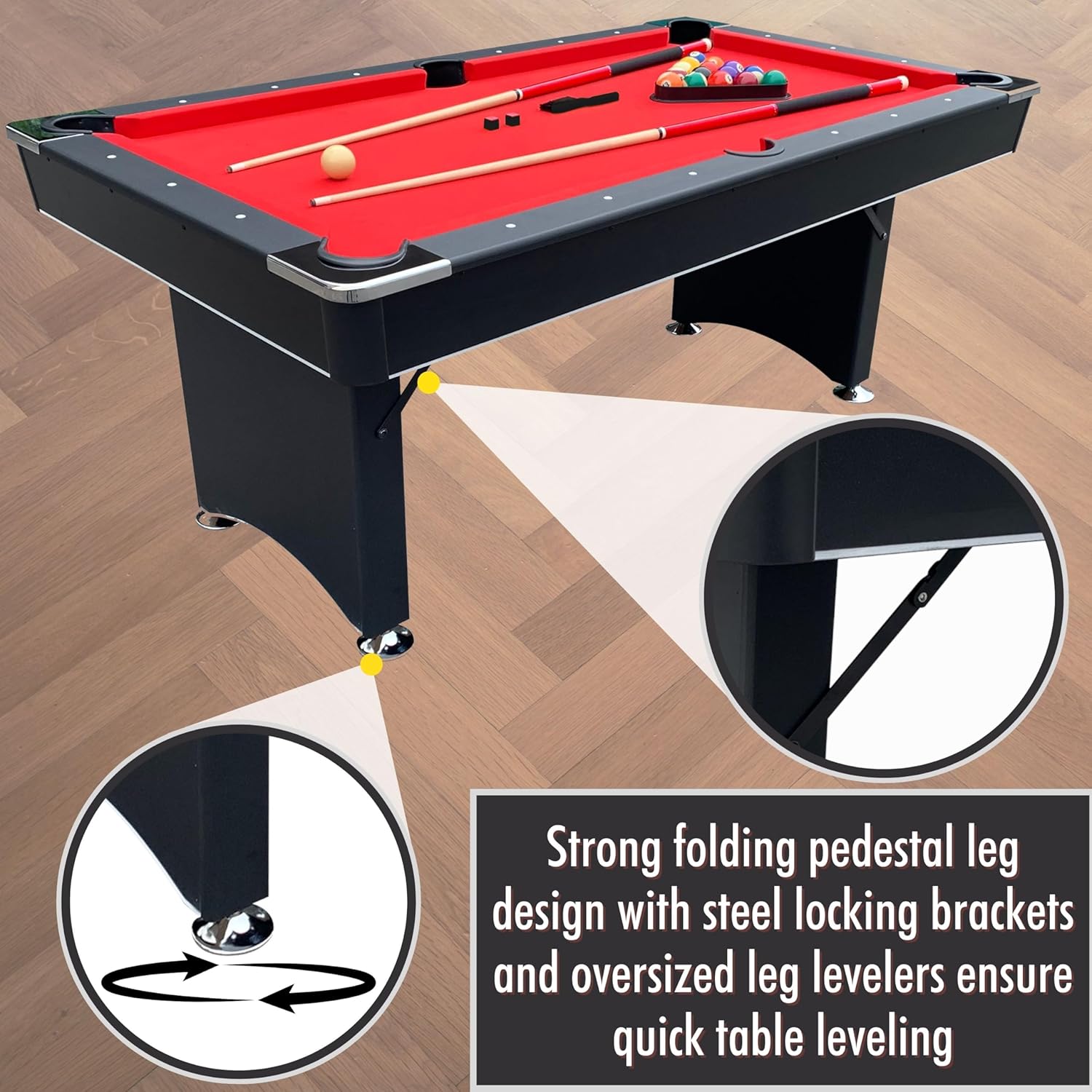 Pool Table, Billiard Tables Accessories Included, 2 Pool Cue Sticks, Pool Table Balls, and More - 6 FT Portable Pool Table Set