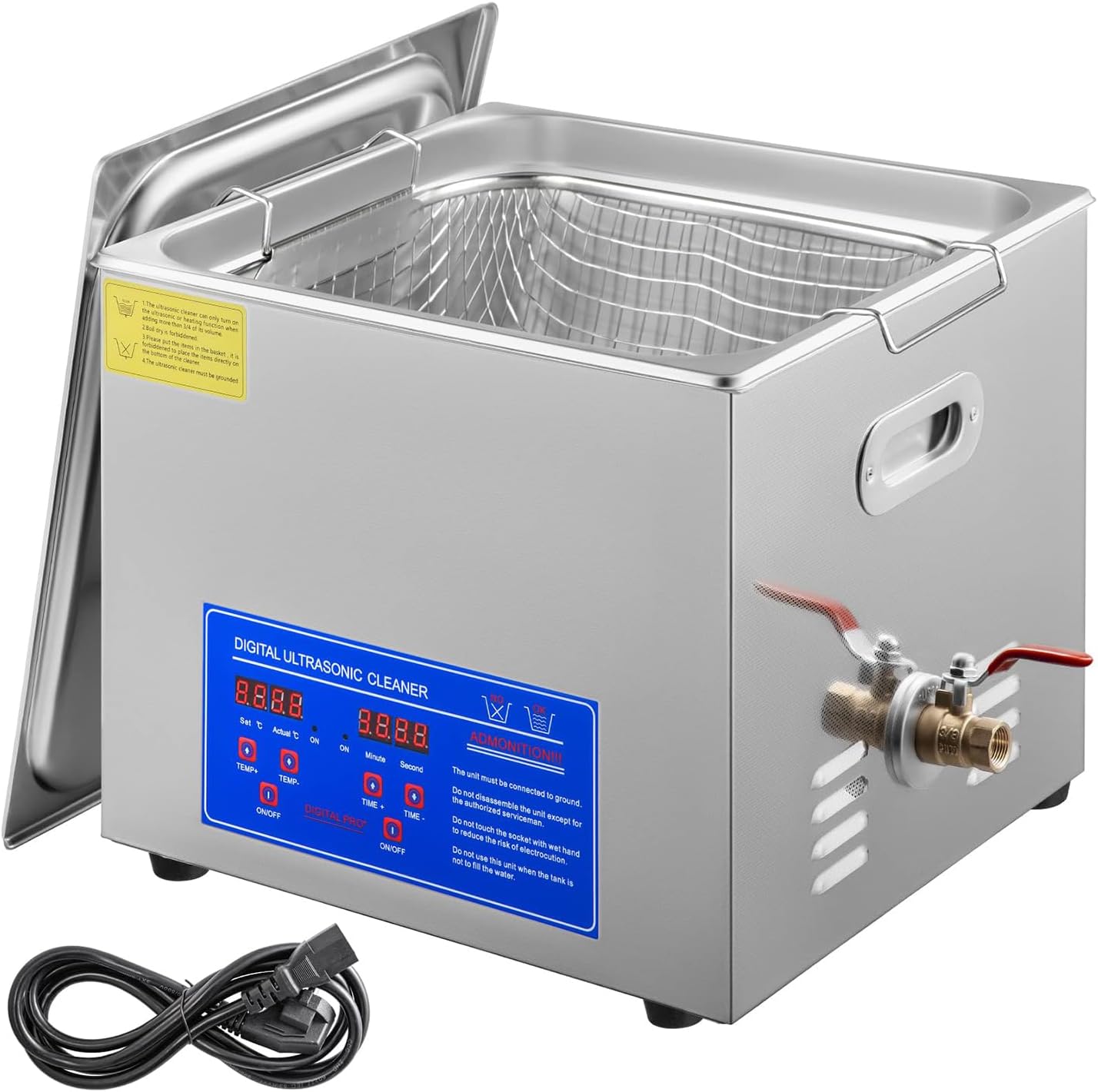 DEWIN Ultrasonic Cleaner 15L Professional Ultrasonic Cleaner with Digital Timer 40kHz Excellent Ultrasonic Cleaning Machine 110V for Jewelry, Watch, Ring, Coin, Diamond, Eyeglasses