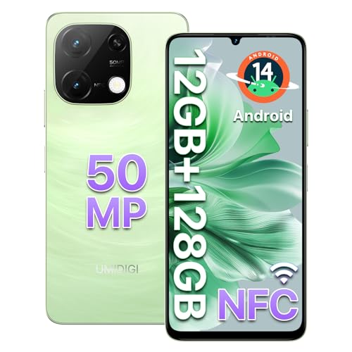 UMIDIGI G9C Android 14 Unlocked Cellphone,Octa-core 12GB +128GB Expand 1TB Unlocked Smartphone,6.75" HD+ 90Hz,5000mAh Battery,50MP Camera,GPS,BT 5.4,NFC,AI Face Unlock,Warranty,White