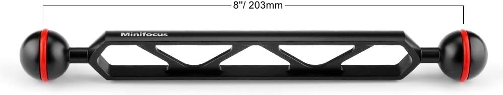 MINIFOCUS Double 1�� Ball Arm 5'' Scalable Aluminum Alloy Underwater CNC Arm System Connector Ball Head Extension for Strobe/Video Light/Diving Camera Tray, Waterproof and Rustproof