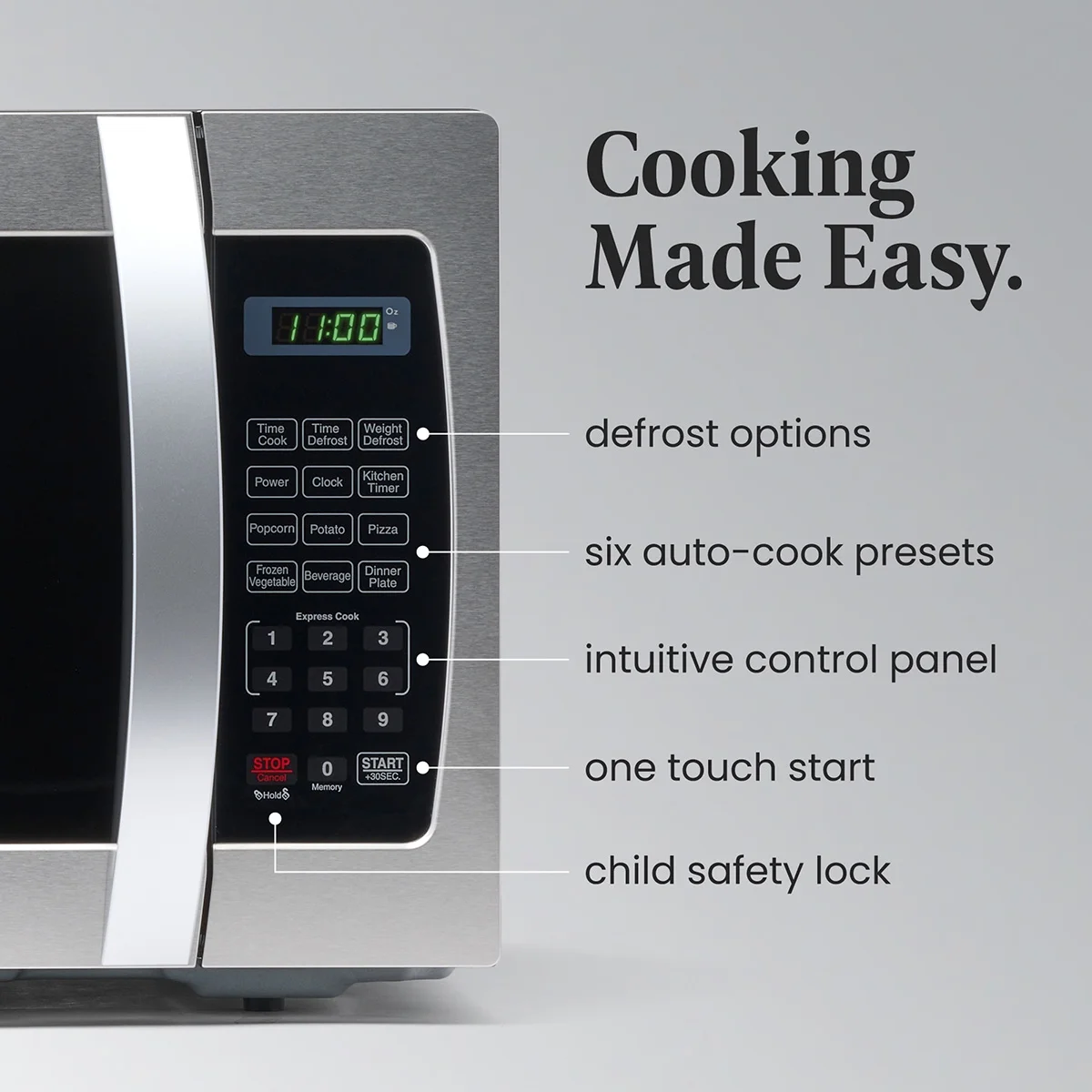 Farberware Countertop Microwave 1000 Watts, 1.3 cu ft - Microwave Oven With LED Lighting and Child Lock - Perfect for Apartments and Dorms - Easy Clean Stainless Steel