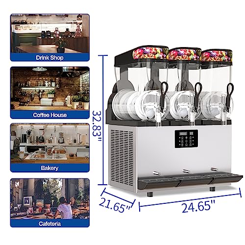 XPW Commercial Slushy Machine Commercial 110V Slushie Maker Machine 304 Stainless Steel Margarita Machines Quick Frozen Slush Machine for Bars Restaurants