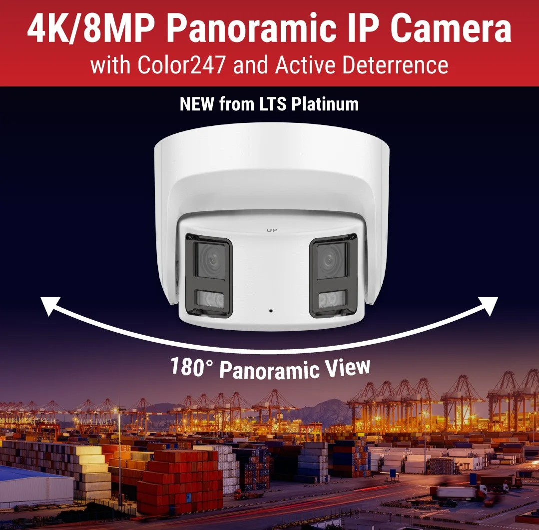 LTS CMIP3C8PW-SDL HD IP 8MP 180 Panoramic 4mm Full Color 247 WDR Turret Dome Camera LTCMIP3C8PW-SDL