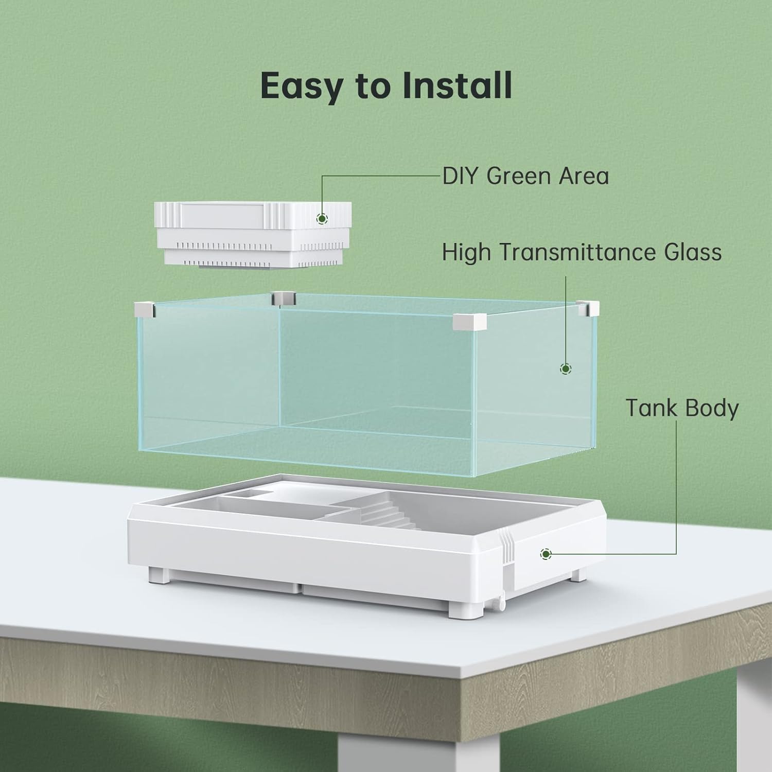 Glass Turtle Tank, SILICAR Tortoise Habitat Reptile Terrariums with Basking Platform, Multifunctional Area, Easy to Change Water, Habitat for Turtles, Hermit Crabs, Terrapin and Small Reptiles, Large