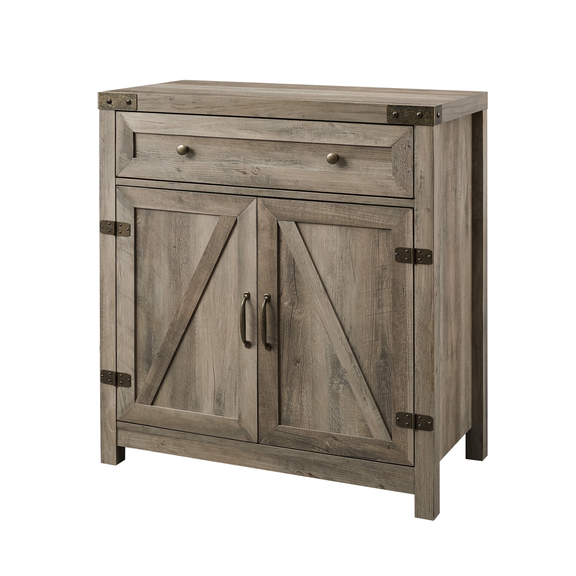 Walker Edison Sliding Barn Door Accent Cabinet, Grey Wash