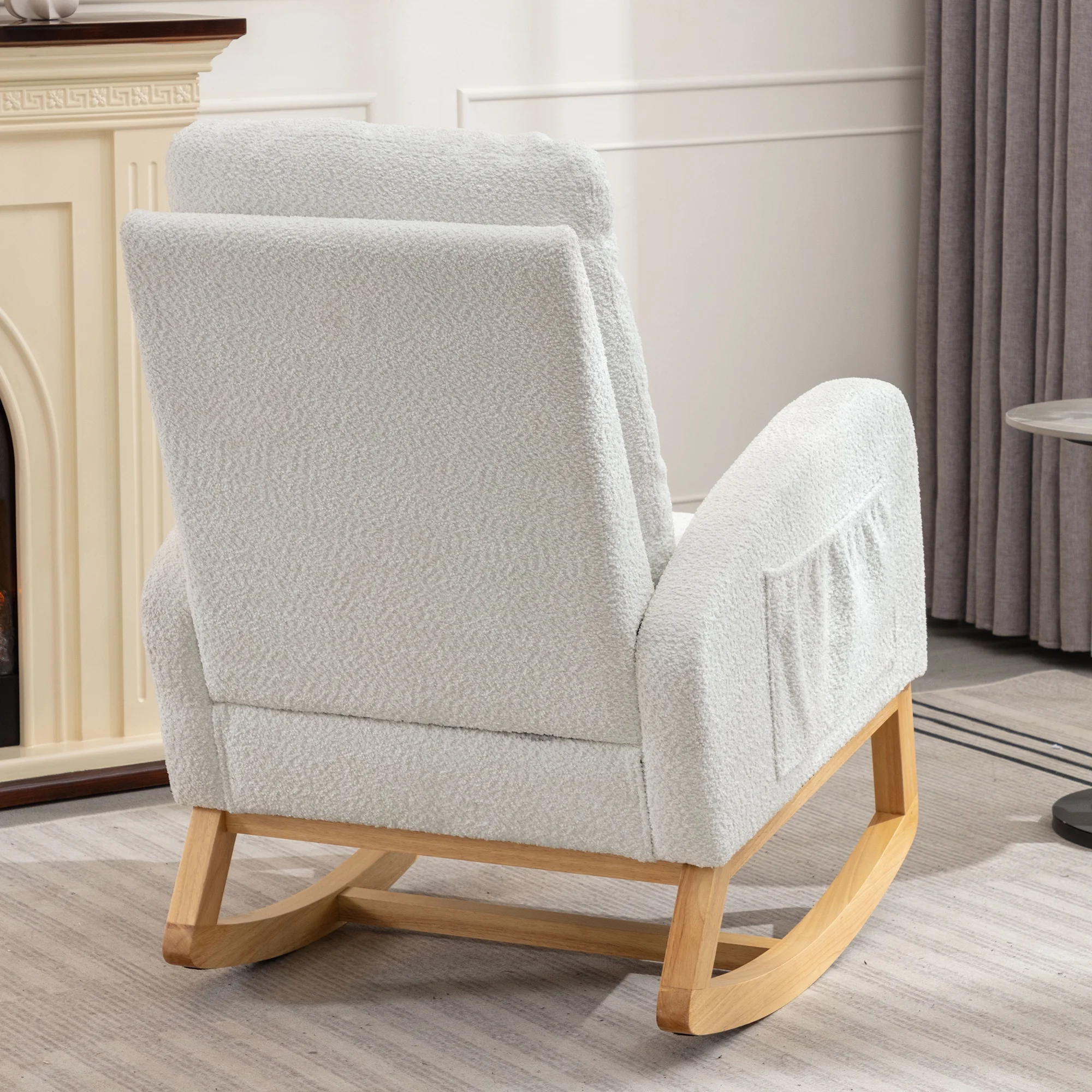 Nursery Rocking Chair with Footrest - High Back, Rubber Wood Rocking Legs, Ideal for Bedroom and Living Space