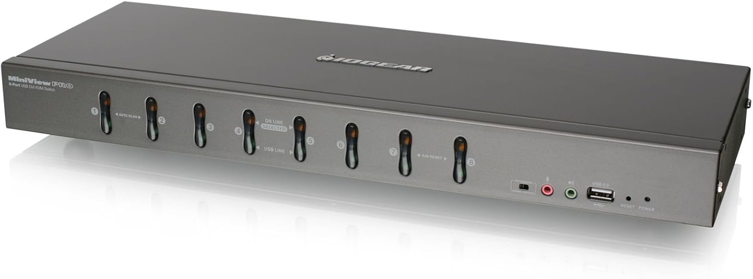 IOGEAR 8-Port Rackmount DVI and VGA KVMP Switch with 2-DVI-D USB KVM Cables, TAA Compliant, GCS1108