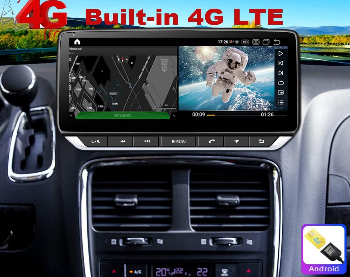Radio for Dodge Grand Caravan Android Stereo 2008-2020 IPS 10.25inch Touch Screen 4G RAM 64G ROM Build in Wireless carplay 4G LTE Free Camera