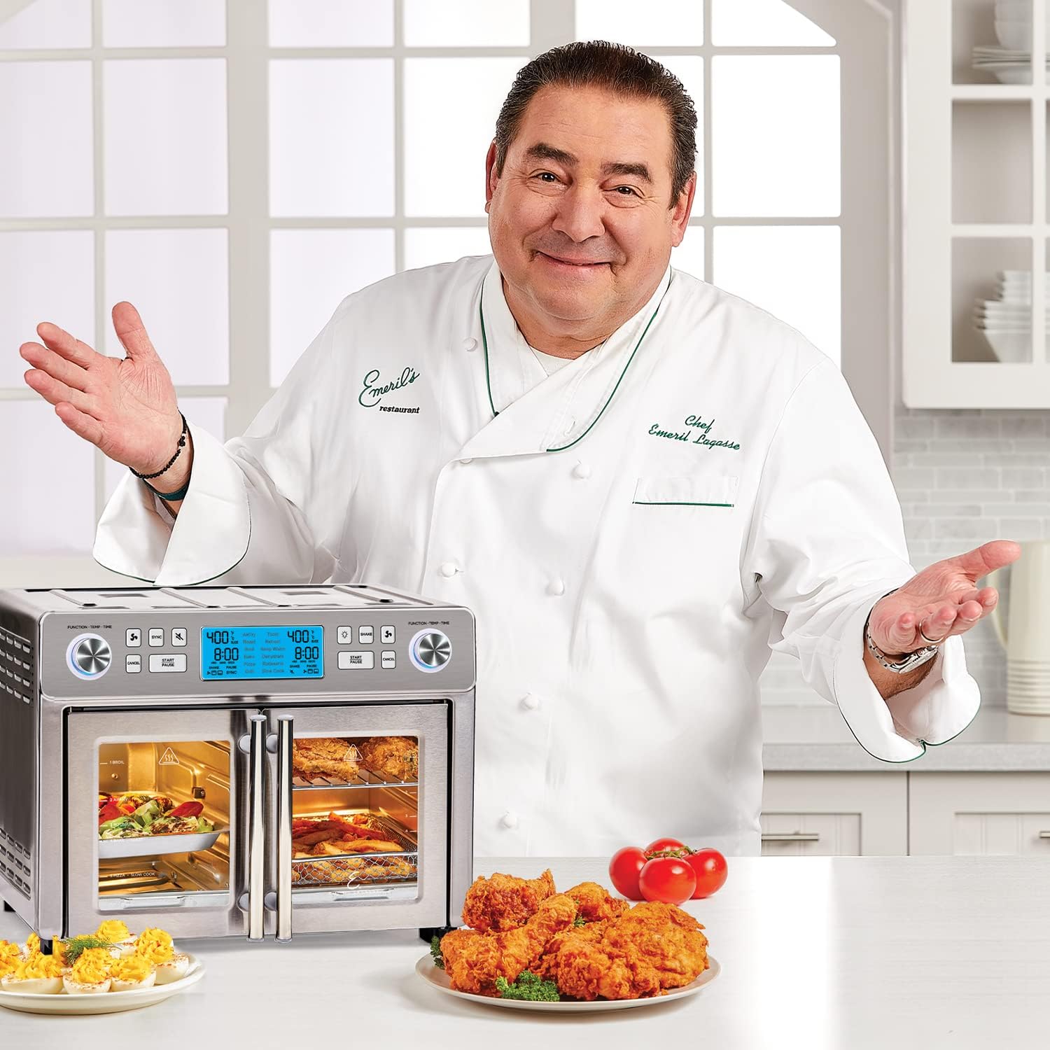 Emeril Lagasse 26 QT Extra Large Air Fryer, Convection Toaster Oven with French Doors & Dual Zone 360 Air Fryer Oven Combo with French Door, 25 QT Extra Large Family Size