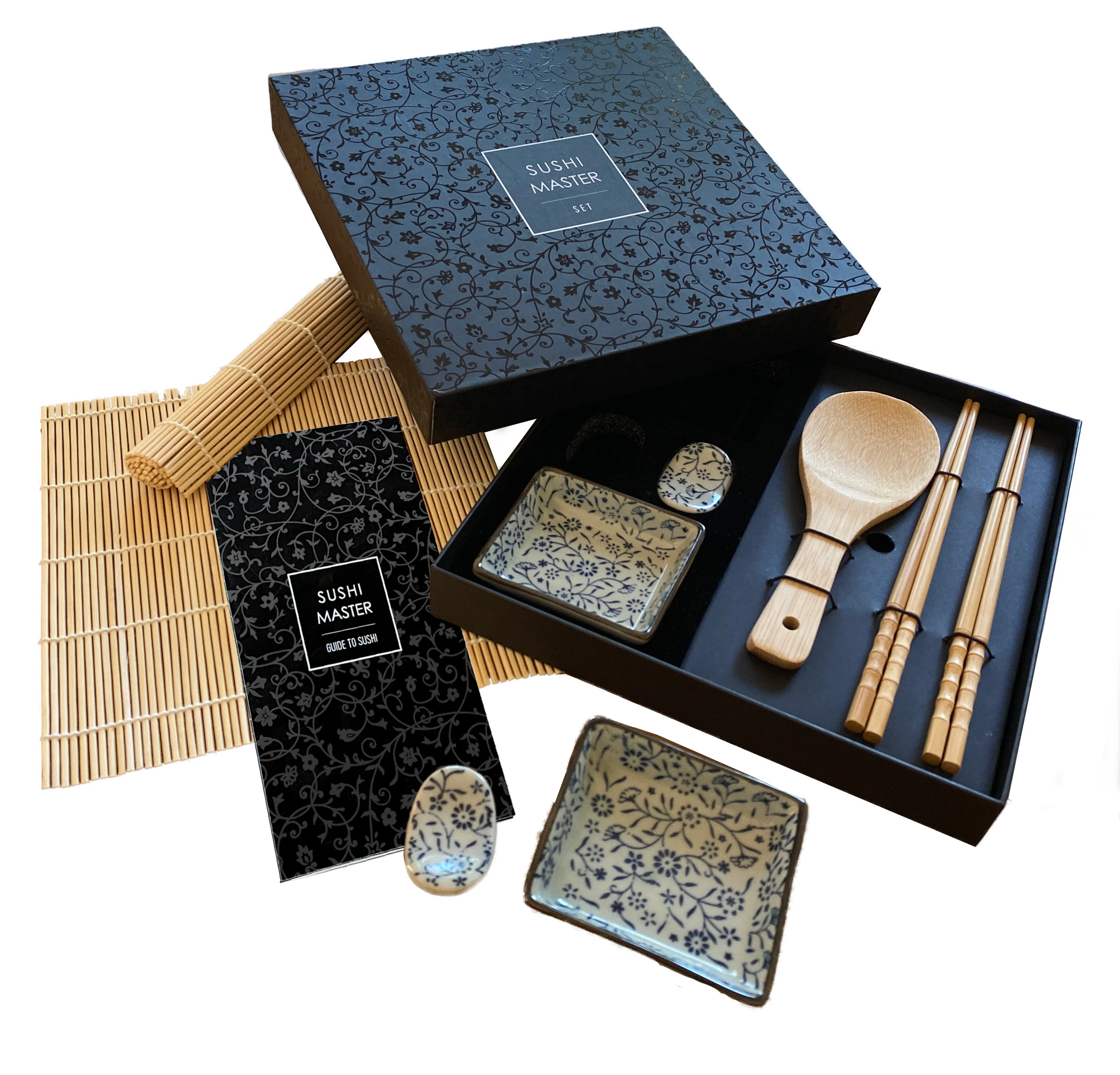 SUSHI MASTER SET by The Asian Table. 12-Piece Deluxe Sushi Making Kit for the Asian cuisine aficionado and the foodie adventurer. Learn how to make sushi and create your own rolls