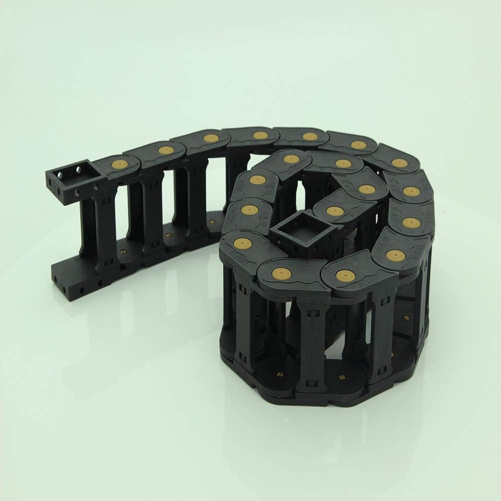 Fielect Drag Chain Cable Carrier Open Type with End Connectors R100 35X100mm 1 Meter Plastic for Electrical CNC Router Machines Black 1Pcs