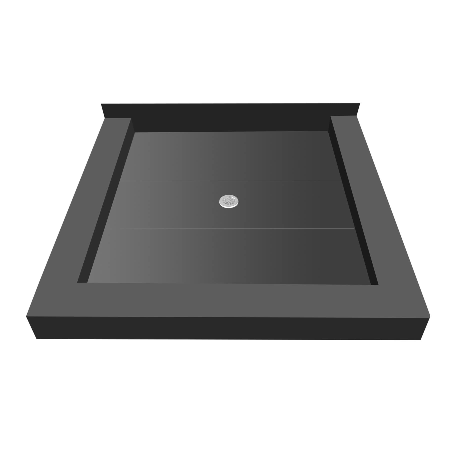 Tile Redi USA P4236CDT-PVC Redi Base Triple Curb Shower Pan with Center Drain, 42x22 D x 36x22 W