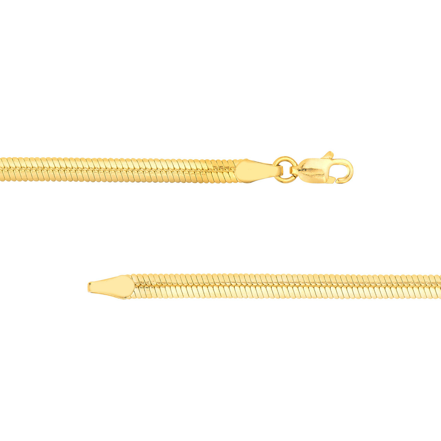 Solid 14K Yellow Gold 3.50mm Flat Oval Snake Chain Necklace 18"