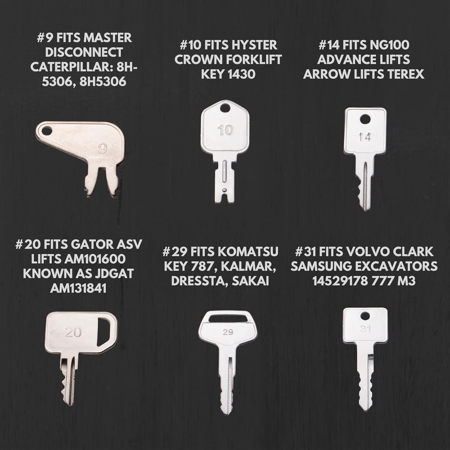 WAH LIN PARTS 22 Premium Heavy Equipment Keys Sets Fits Caterpillar, Komatsu, Kubota, Case, JD, Yanmar, Daewoo, Hyster, Takeuchi, Ford,Toyota and More